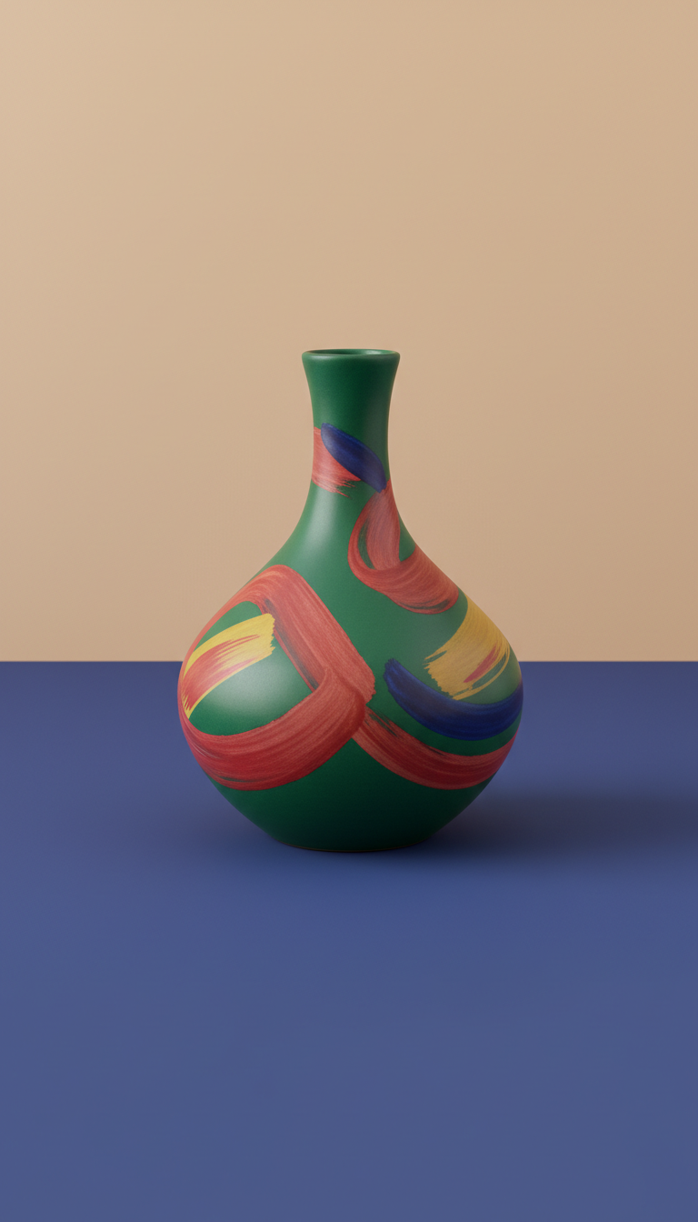 Limited-Edition Ceramic Vessel with Hand-Painted Motifs